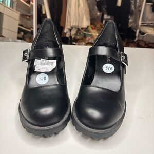 Soda Black Mary Jane Platform Pumps